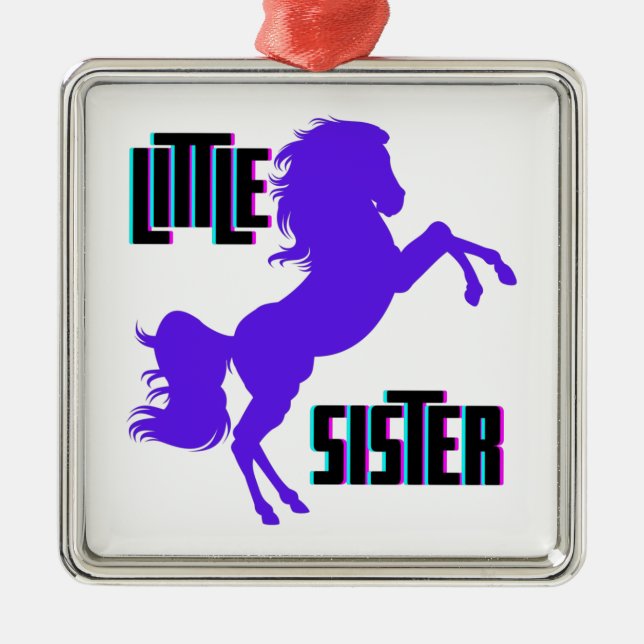 Little Sister Purple Pony Metal Ornament (Front)
