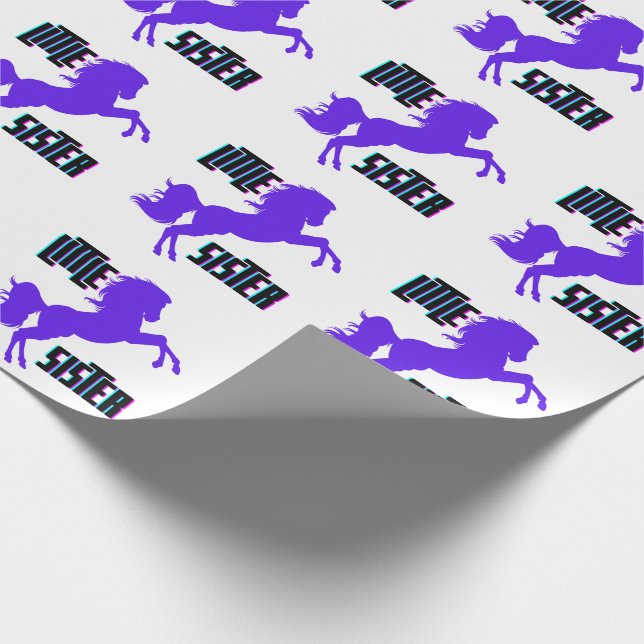 Little Sister Purple Pony Wrapping Paper (Corner)