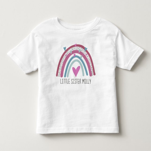 LITTLE Sister Rainbow matching outfit Toddler T-Shirt (Front)