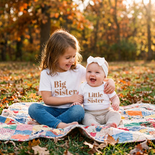 Little Sister   Rust Matching Sibling Family Baby Bodysuit