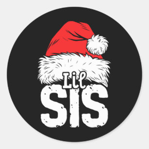 Little Sister Santa Christmas Family Matching Pyja Classic Round Sticker