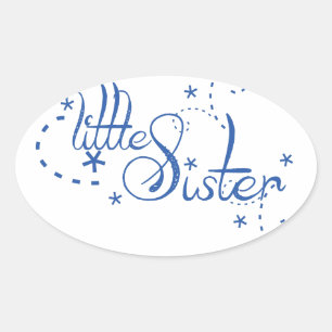 Little Sister Swirls Oval Sticker