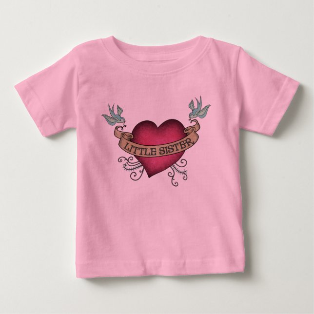 Little Sister Tattoo Heart Baby T-Shirt (Front)