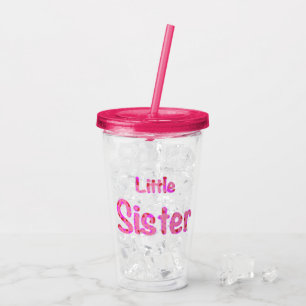 Little Sister Typography Acrylic Tumbler