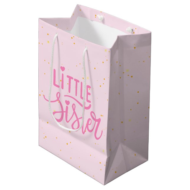 Little Sister Typography Modren Text  Medium Gift Bag (Front Angled)