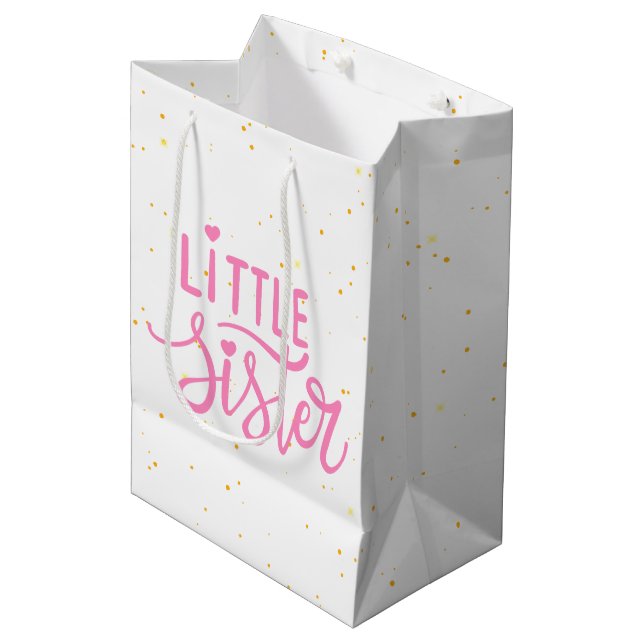Little Sister Typography Modren Text  Medium Gift Bag (Front Angled)