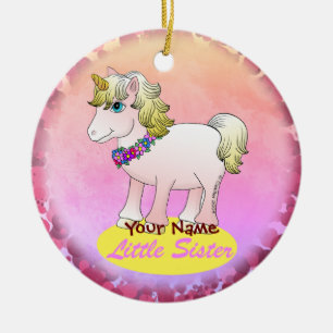 Little Sister Unicorn Ceramic Ornament