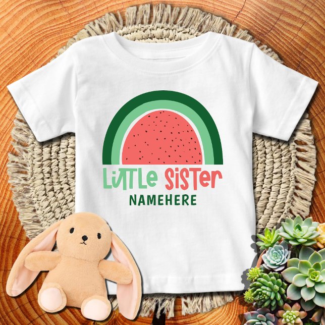 Little Sister watermelon rainbow  Baby T-Shirt (Creator Uploaded)