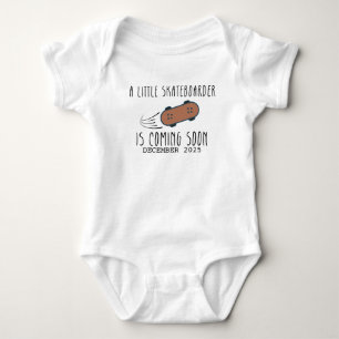 Little skateboarder is Coming Soon Skateboarding Baby Bodysuit