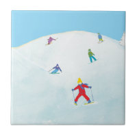 Little Skiers On Snowy Hill