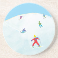Little Skiers On Snowy Hill 