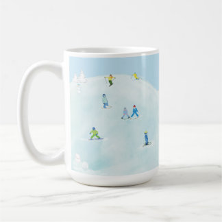 Little Skiers On Snowy Hill  Coffee Mug