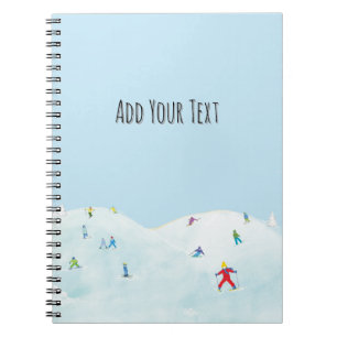Little Skiers On Snowy Hill Personalised Notebook