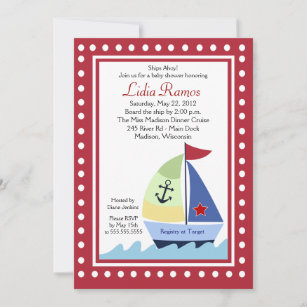 Little Skipper Sailboat 5x7 Baby Shower Invitation