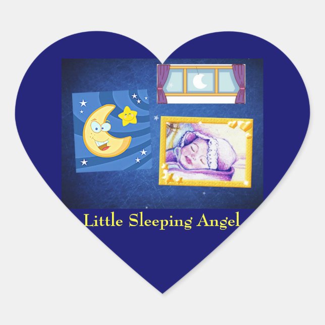 Little Sleeping Angel Heart Stickers (Front)