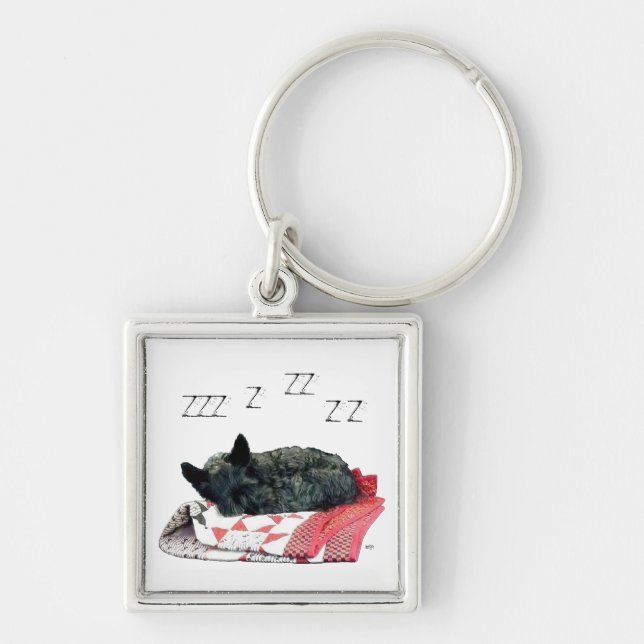 Little Sleeping Scottie Dog Key Ring (Front)