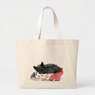 Little Sleeping Scottie Dog Large Tote Bag