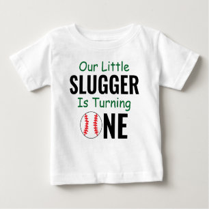 Little Slugger Baseball 1st Birthday Baby T-Shirt