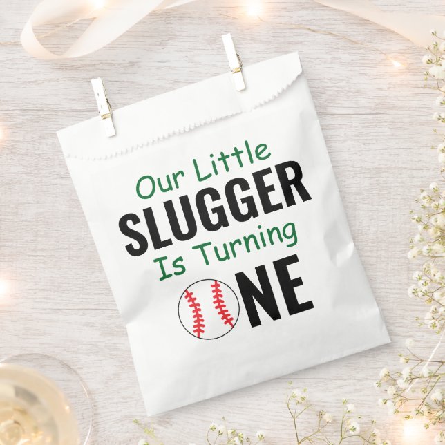 Little Slugger Baseball 1st Birthday Favour Bag (Clipped)