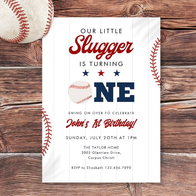 Little Slugger Baseball 1st Birthday Invitation (Little Slugger Baseball 1st Birthday Invitation)