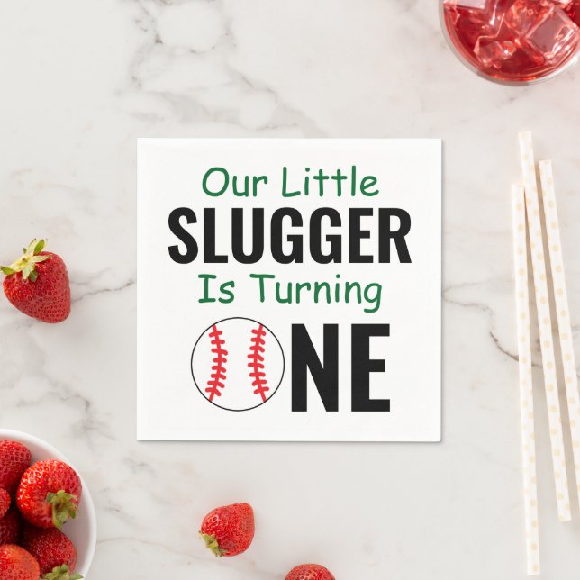 Little Slugger Baseball 1st Birthday Napkin (Insitu)