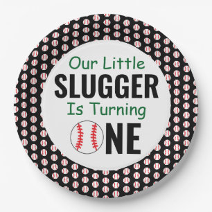 Little Slugger Baseball 1st Birthday Paper Plate