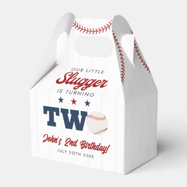 Little Slugger Baseball 2nd Birthday Favour Box (Front Side)