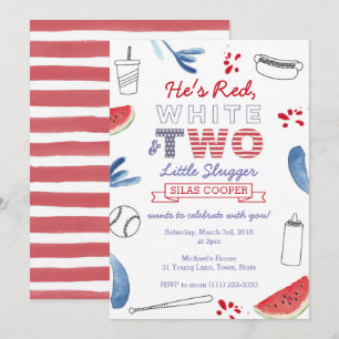 Little Slugger Baseball 2nd Birthday Invitation