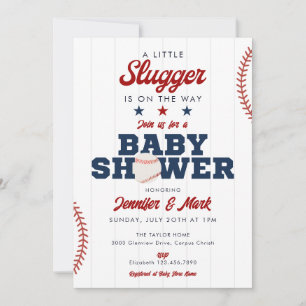 Little Slugger Baseball All In One Baby Shower Invitation