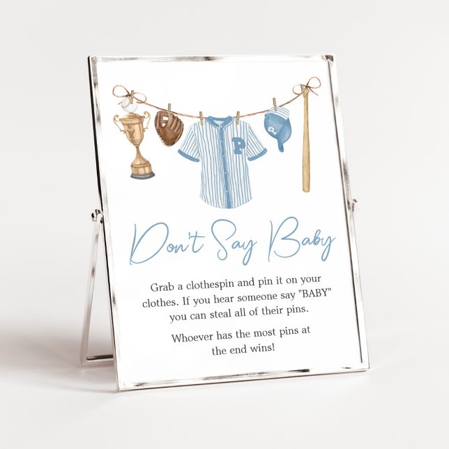 Little Slugger Baseball Baby Shower Don't Say Baby Poster (Baseball Little Slugger Baby Shower Don't Say Baby Sign)