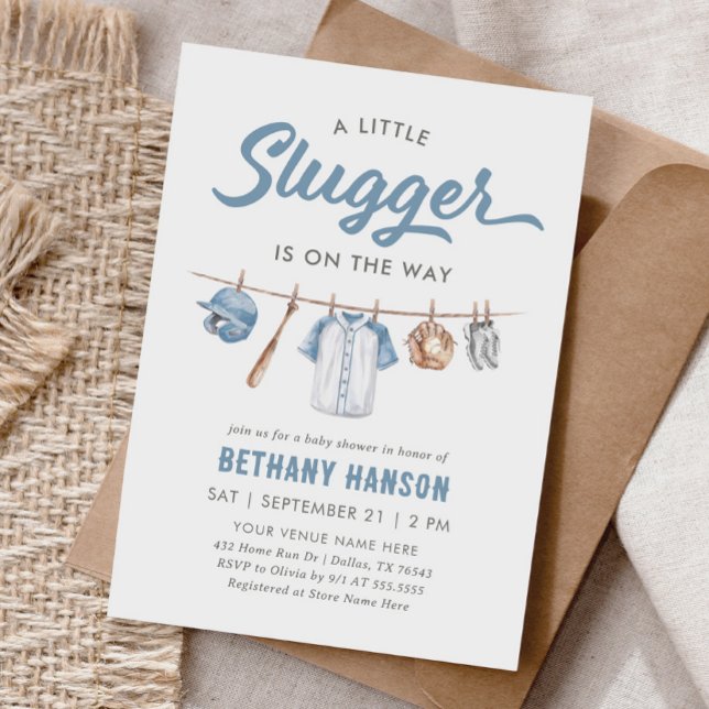 Little Slugger Baseball Baby Shower Invitation (Creator Uploaded)