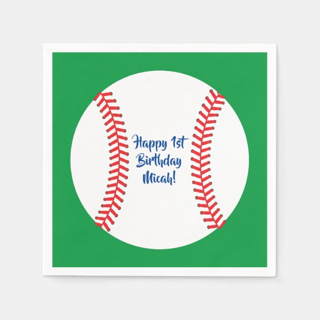 Little Slugger Baseball Birthday Party Napkin (Front)