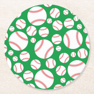 Little Slugger Baseball Birthday Party Round Paper Coaster