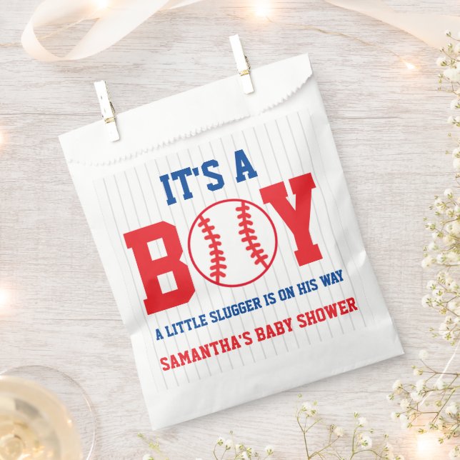 Little Slugger Baseball Boy Baby Shower Favour Bag (Clipped)