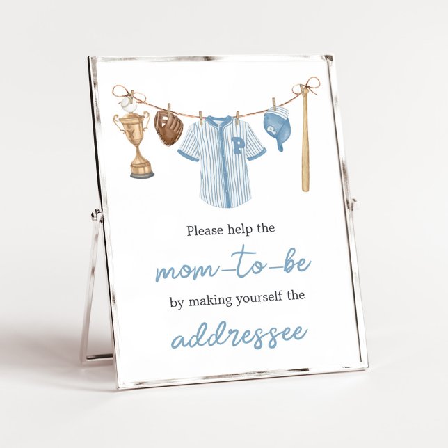 Little Slugger Baseball Envelope Station Poster (Baseball Little Slugger Baby Shower Envelope Station Sign)