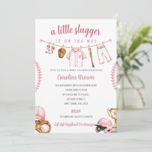Little Slugger Baseball Girl's Baby Shower Invite