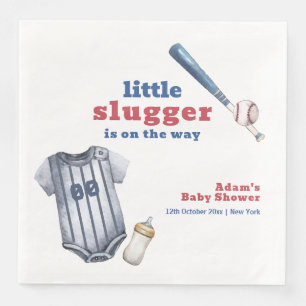 Little Slugger Baseball Shirt Bottle Baby Shower Napkin