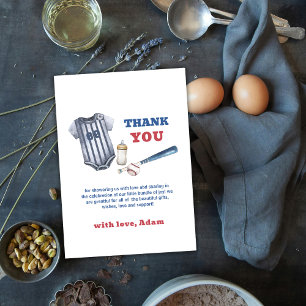 Little Slugger Baseball Shirt Boy Baby Shower  Thank You Card