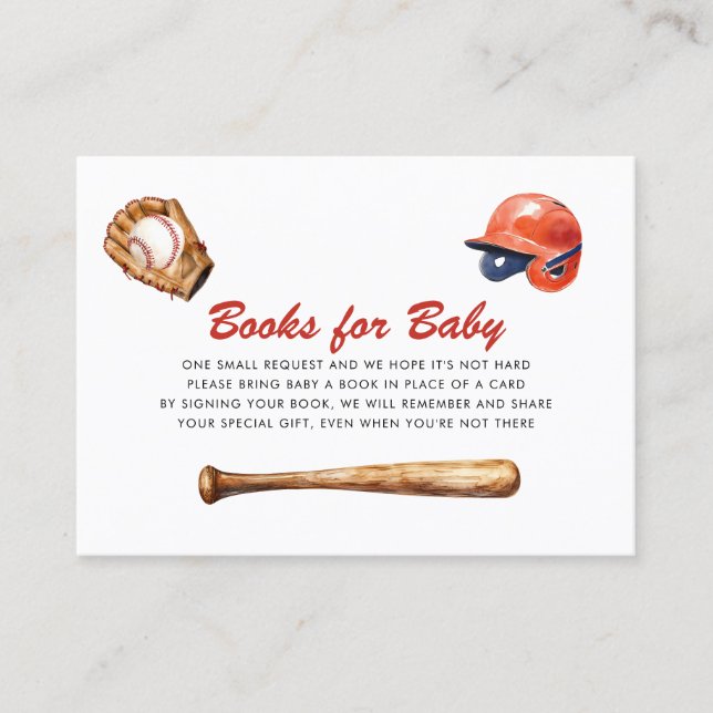 Little Slugger Books for Baby Shower Card (Front)
