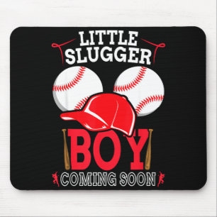Little Slugger Boy Coming Soon Baby Announcement B Mouse Pad