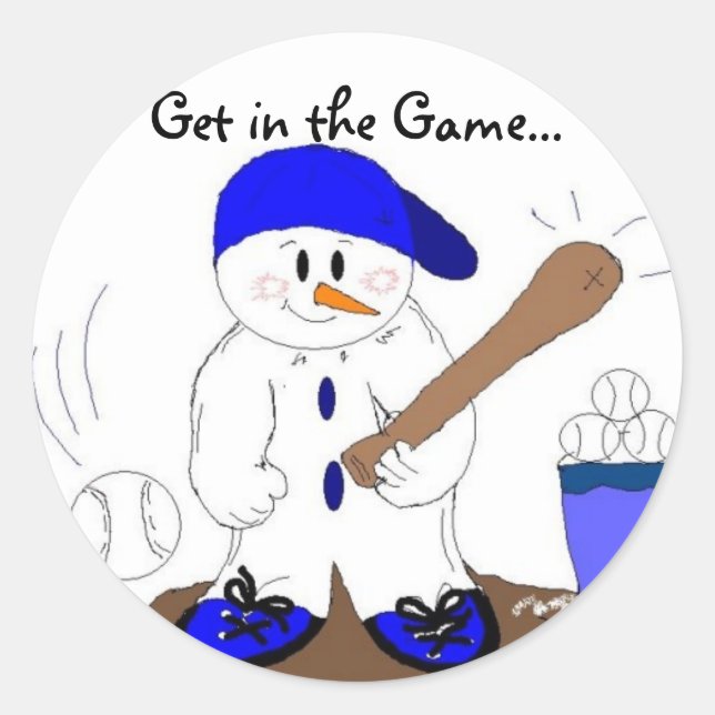 Little Slugger Snowman Classic Round Sticker (Front)