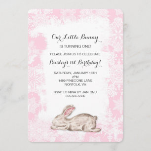 Little Snow Bunny Winter Birthday Party Invite