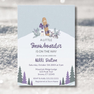 Little Snowboarder Mountain Baby Shower Invitation