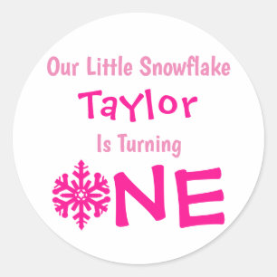 Little Snowflake 1st Birthday Classic Round Sticker