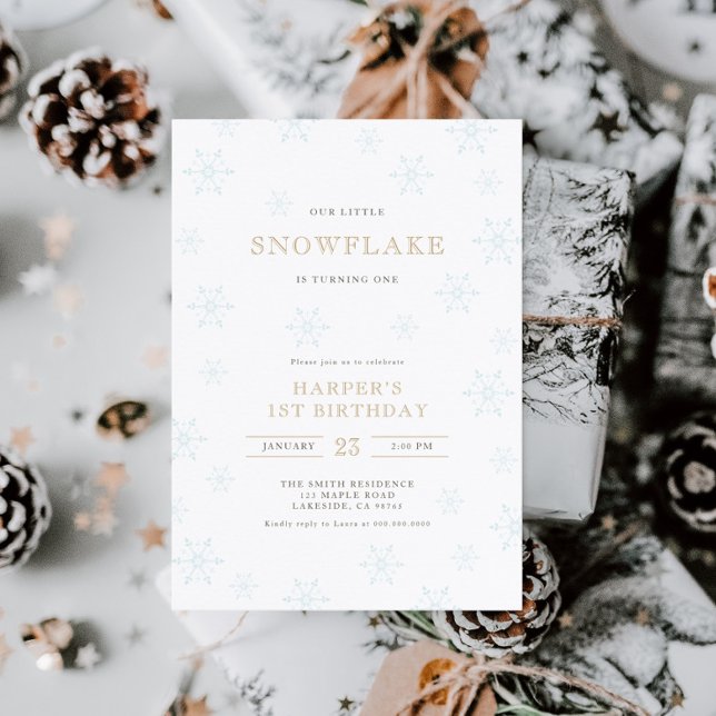 Little Snowflake 1st Birthday Gender Neutral Invitation (Creator Uploaded)