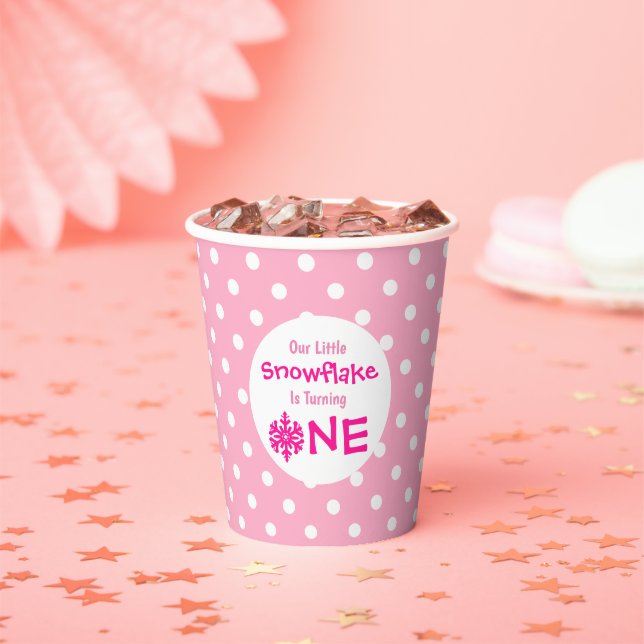 Little Snowflake 1st Birthday Paper Cups (Insitu)