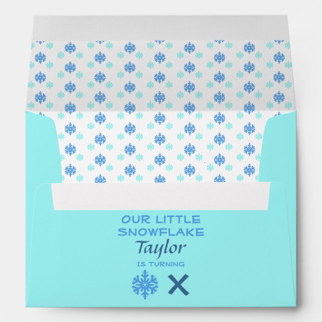 Little Snowflake Any Age Birthday Envelope (Back (Bottom))