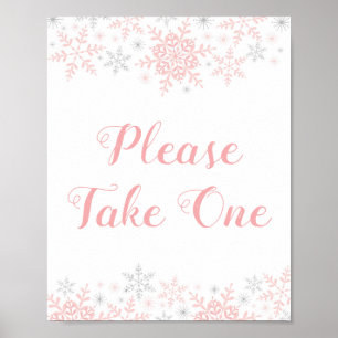 Little Snowflake Baby Shower Take One Favour Table Poster