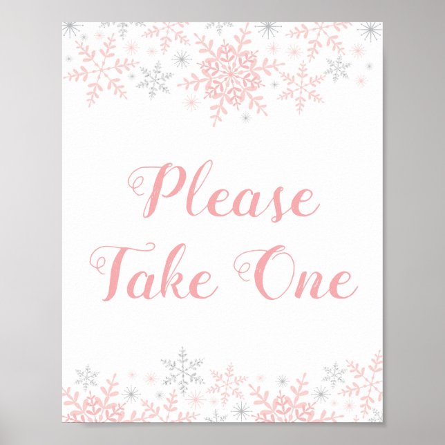 Little Snowflake Baby Shower Take One Favour Table Poster (Front)