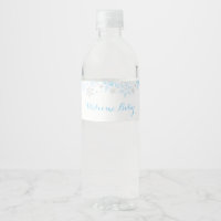 Little Snowflake Baby Shower Water Label, Blue